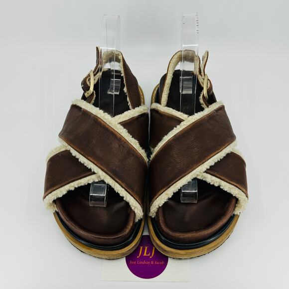 Alohas Women's Marshmallow Leather Fuzzy Shearling Sandals Size 38 EU/ 7-7.5 US - Picture 4 of 13